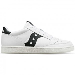 White / Black Men's Saucony Jazz Court PU Sneakers | SG-OGSDB