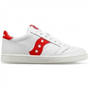 White / Red Men's Saucony Jazz Court PU Sneakers | SG-SDPTL