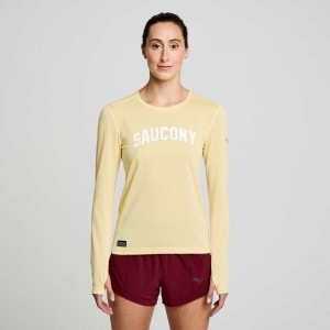 Yellow Women's Saucony Stopwatch Graphic Long Sleeve T-Shirt | SG-MHJAY