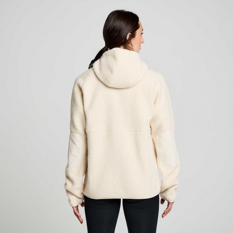 Beige Women's Saucony Recovery Sherpa Pullover Hoodie | SG-GDCYN