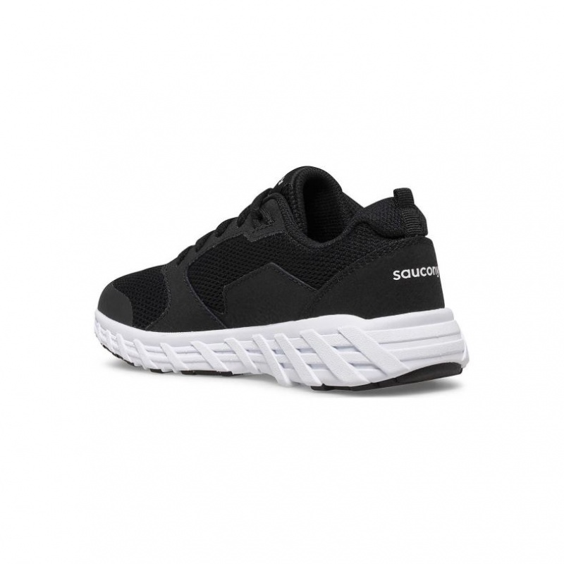 Black Big Kids' Saucony Wind 2.0 Lace Sneakers | SG-WIPJM