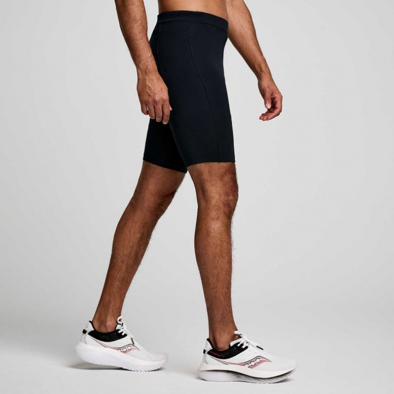 Black Men's Saucony Fortify Lined Half Tight | SG-BLDPI