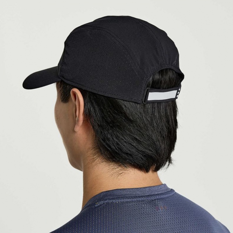 Black Men's Saucony Outpace Hat | SINGAPORE-UKNFH