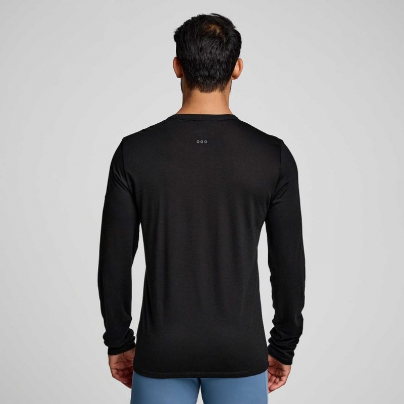 Black Men's Saucony Peregrine Merino Long Sleeve T-Shirt | SG-UMRIY