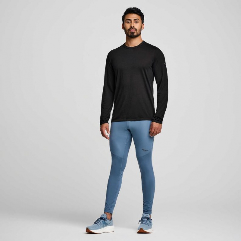 Black Men's Saucony Peregrine Merino Long Sleeve T-Shirt | SG-UMRIY