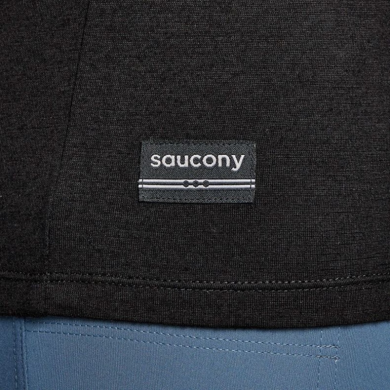 Black Men's Saucony Peregrine Merino Long Sleeve T-Shirt | SG-UMRIY