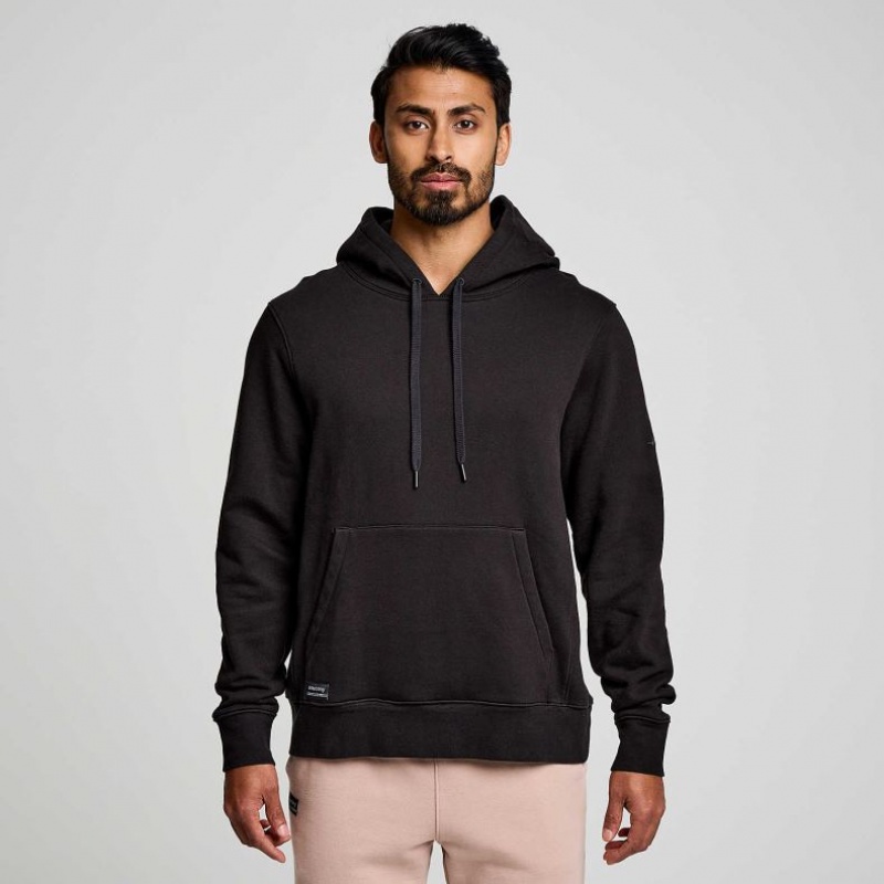 Black Men\'s Saucony Recovery Hoodie | SG-TRWUL