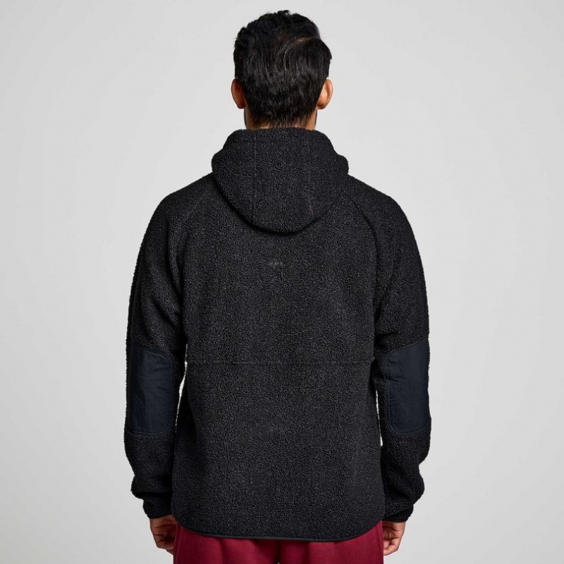 Black Men's Saucony Recovery Sherpa Pullover Hoodie | SINGAPORE-QVDIJ