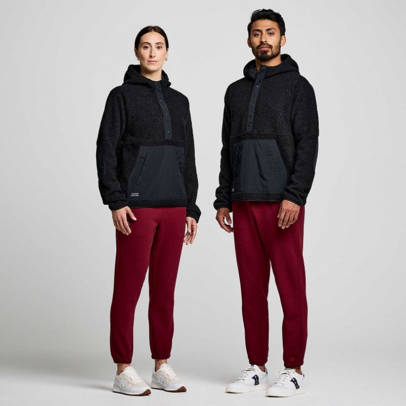 Black Men's Saucony Recovery Sherpa Pullover Hoodie | SINGAPORE-QVDIJ