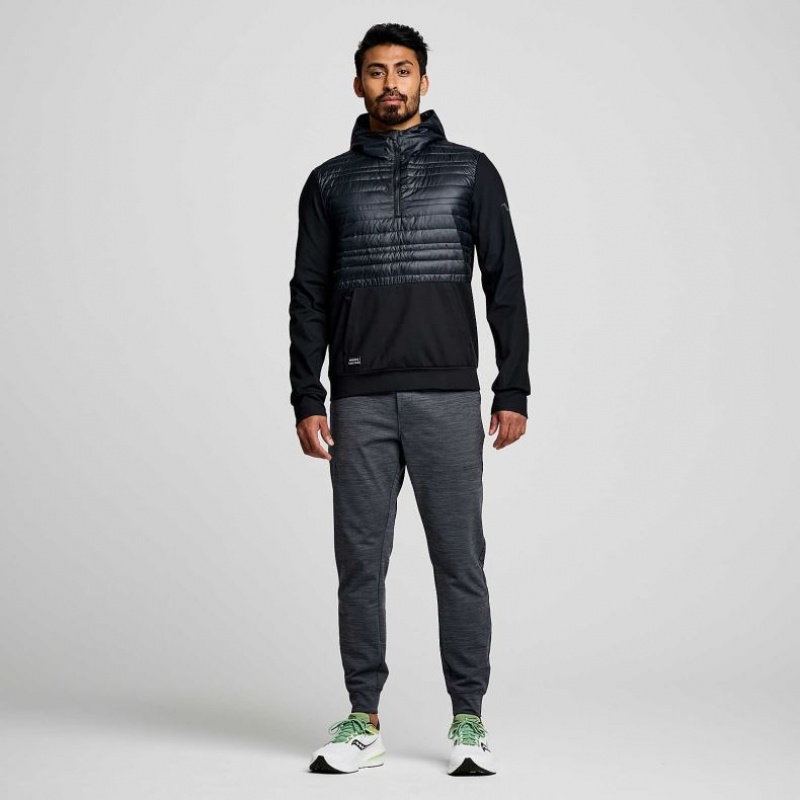 Black Men's Saucony Solstice Oysterpuff Hoodie | SINGAPORE-CJKQB