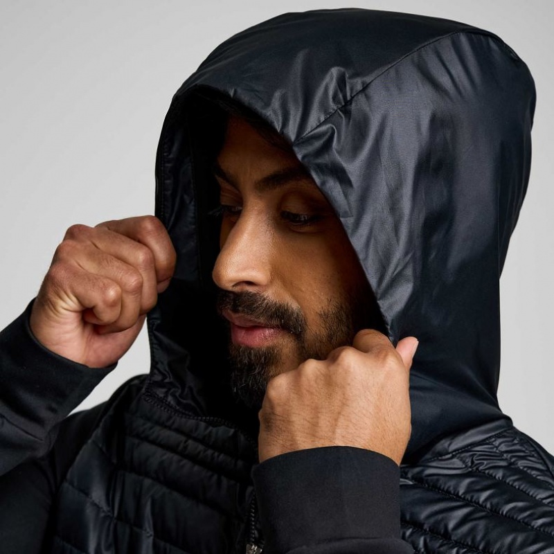 Black Men's Saucony Solstice Oysterpuff Hoodie | SINGAPORE-CJKQB