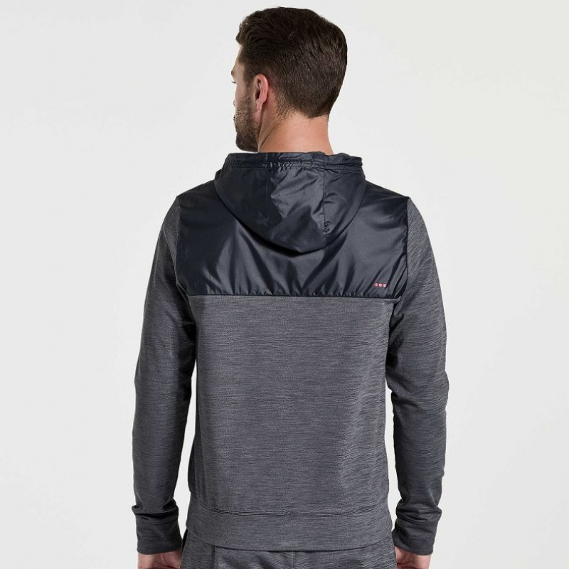 Black Men's Saucony Solstice Zip Hoodie | SINGAPORE-LANCH