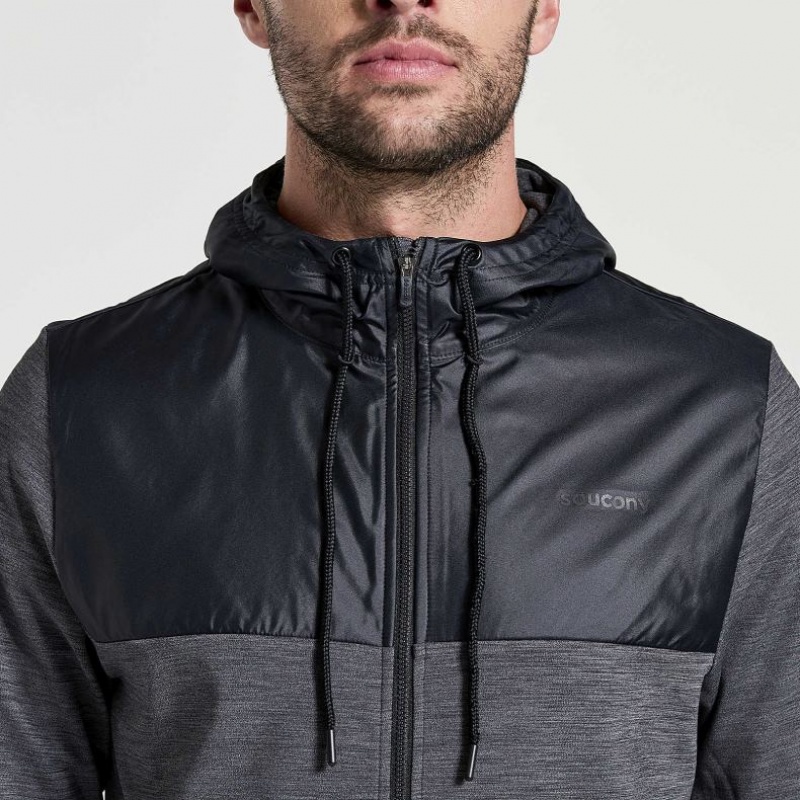 Black Men's Saucony Solstice Zip Hoodie | SINGAPORE-LANCH