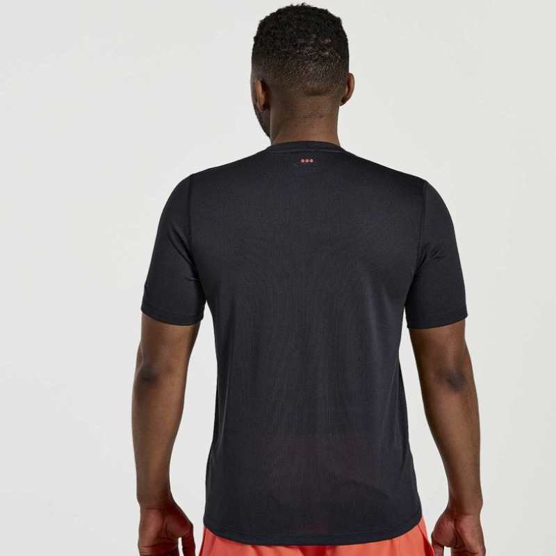 Black Men's Saucony Stopwatch Graphic Short Sleeve T-Shirt | SG-GPSLW