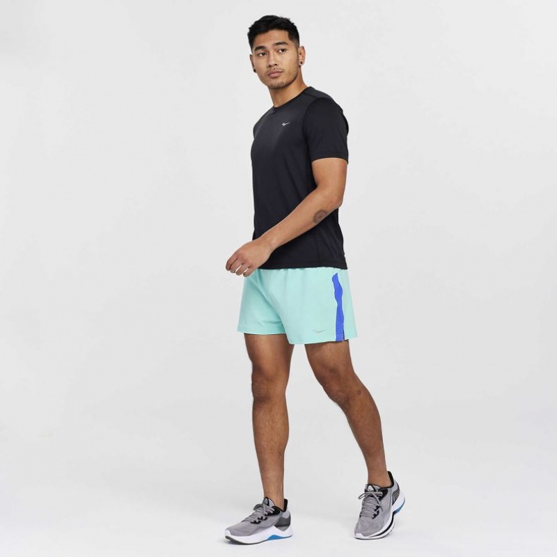 Black Men's Saucony Stopwatch Short Sleeve T-Shirt | SINGAPORE-NOUCI