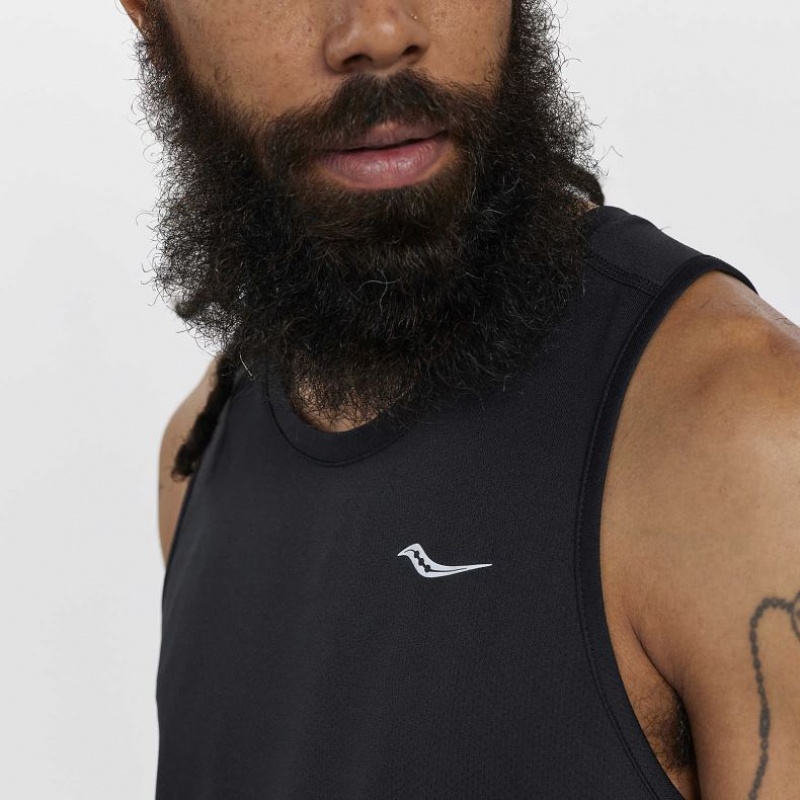 Black Men's Saucony Stopwatch Singlet | SG-EIRJT