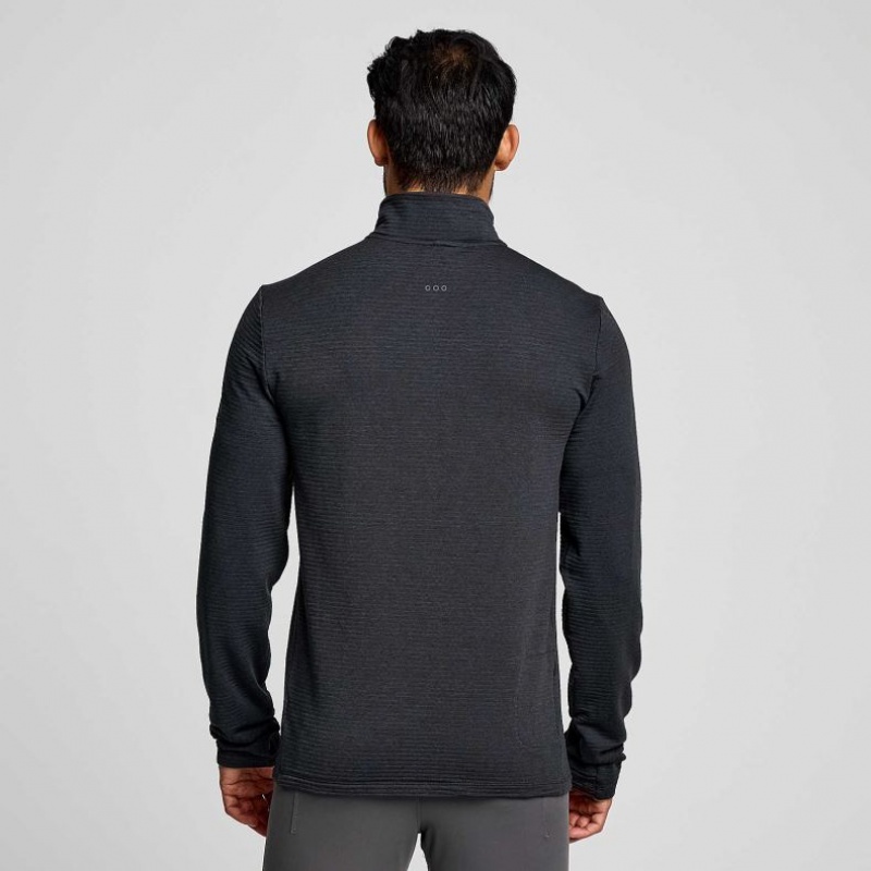 Black Men's Saucony Triumph 3D 1/2 Zip Sweatshirt | SG-DQHKB