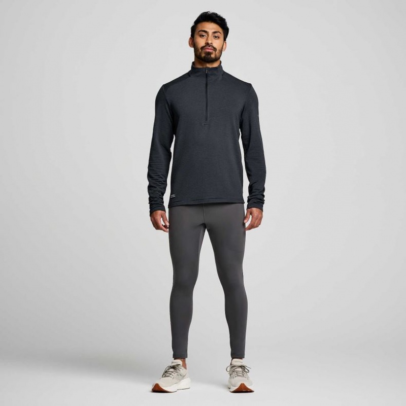 Black Men's Saucony Triumph 3D 1/2 Zip Sweatshirt | SG-DQHKB