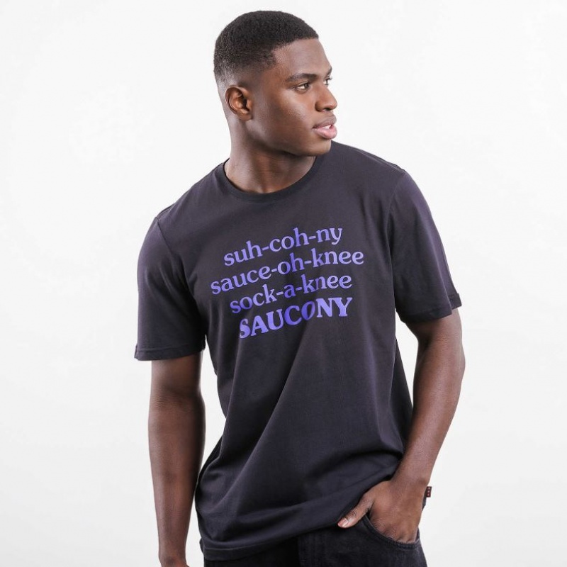 Black Men\'s Saucony X Frank Cooke Rested T-Shirt | SG-KEGNZ