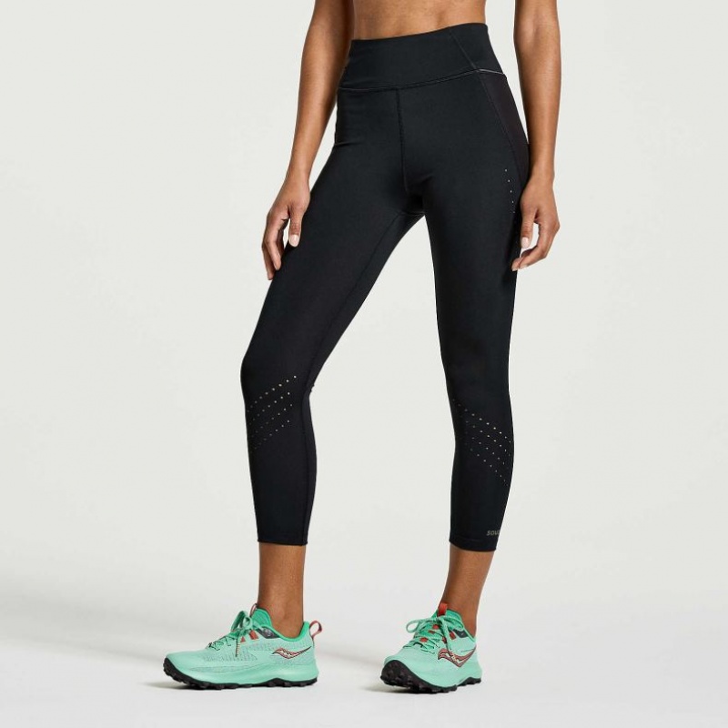 Black Women's Saucony Explorer Utility Crop Tight | SINGAPORE-EQKYS