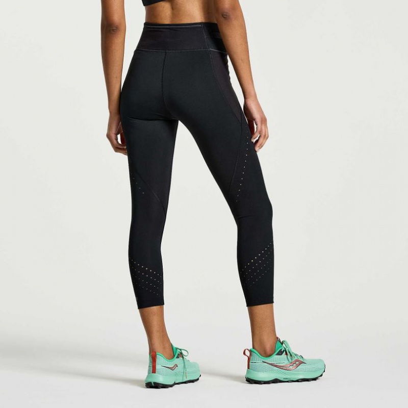 Black Women's Saucony Explorer Utility Crop Tight | SINGAPORE-EQKYS