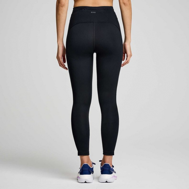 Black Women's Saucony Fortify Crop Tight | SINGAPORE-KSPYN