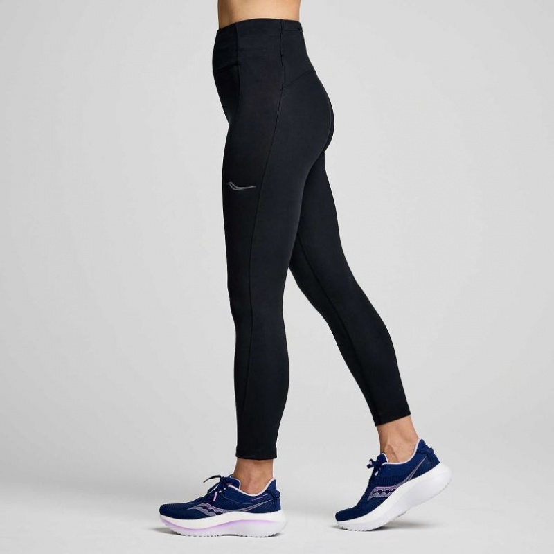 Black Women's Saucony Fortify Crop Tight | SINGAPORE-KSPYN