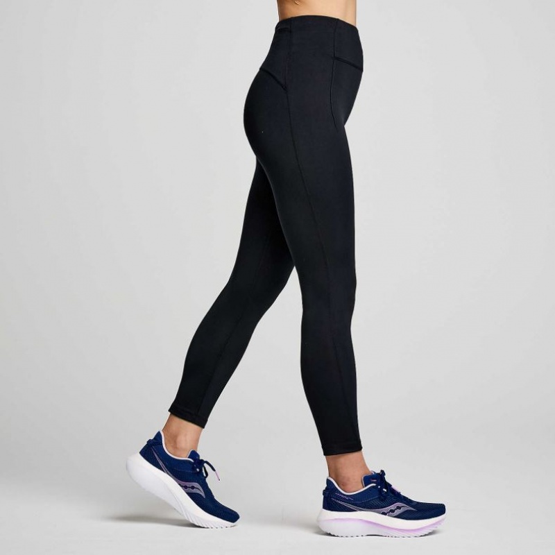 Black Women's Saucony Fortify Crop Tight | SINGAPORE-KSPYN