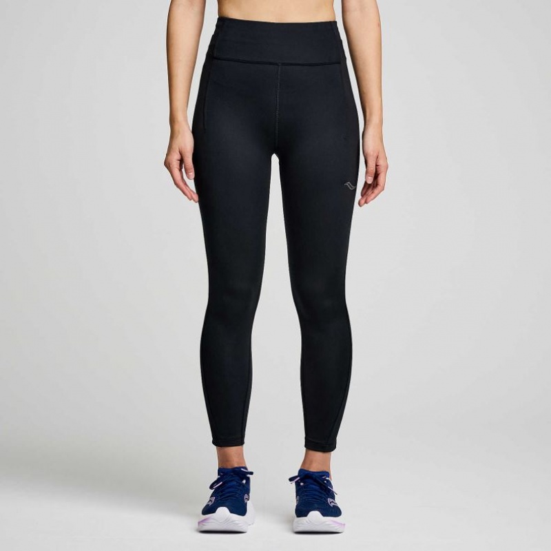 Black Women\'s Saucony Fortify Crop Tight | SINGAPORE-KSPYN