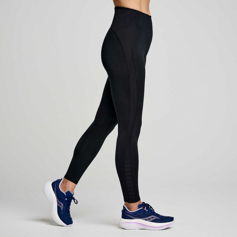 Black Women's Saucony Fortify Viz Tight | SINGAPORE-MLABH