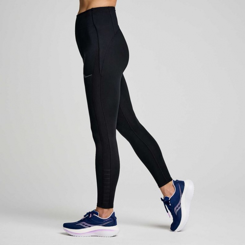 Black Women's Saucony Fortify Viz Tight | SINGAPORE-MLABH