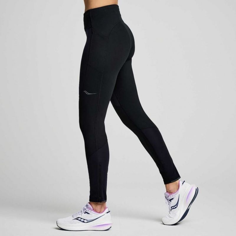 Black Women's Saucony Runshield Tight | SINGAPORE-ETQFV