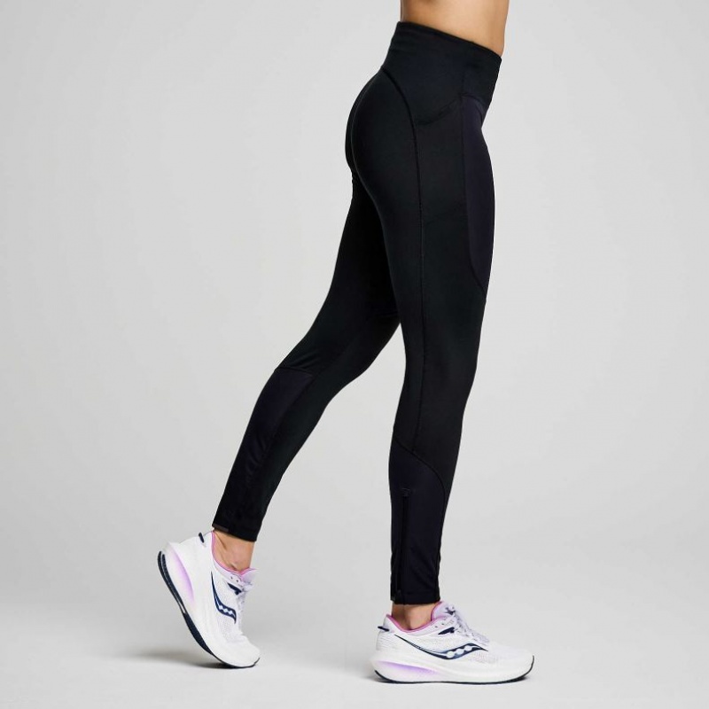 Black Women's Saucony Runshield Tight | SINGAPORE-ETQFV