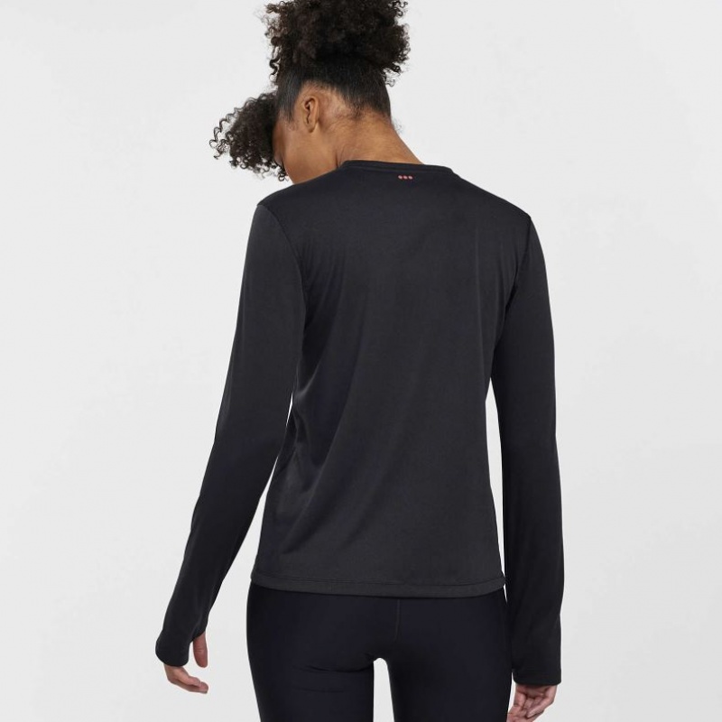 Black Women's Saucony Stopwatch Long Sleeve T-Shirt | SINGAPORE-PGDXV