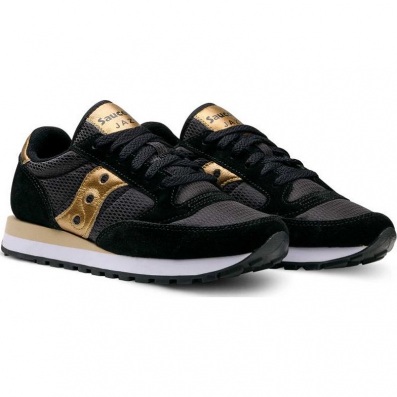 Black / Gold Women's Saucony Jazz Original Sneakers | SINGAPORE-QJDCG