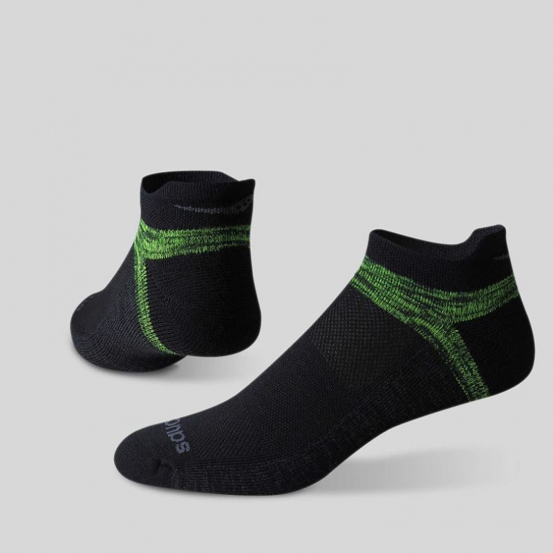 Black / Green Men's Saucony Inferno No Show Tab 3-Pack Socks | SINGAPORE-SDVMB