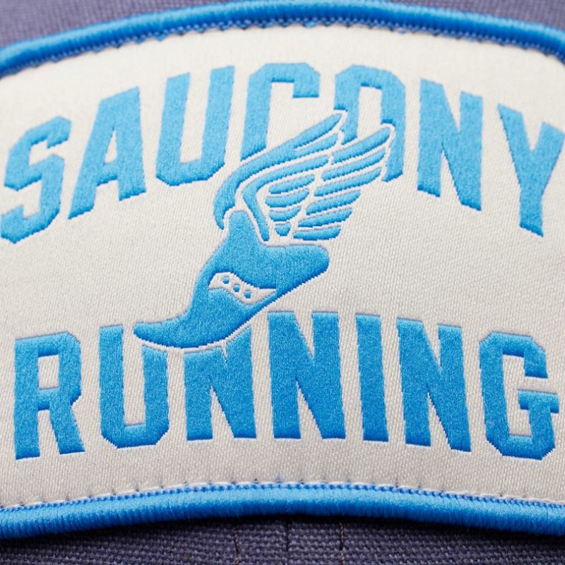 Blue Men's Saucony Adjustable Snap Back Trucker Hats | SINGAPORE-BFVNH