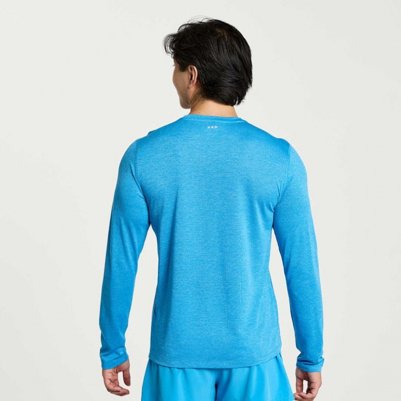 Blue Men's Saucony Stopwatch Long Sleeve T-Shirt | SG-SPCFX