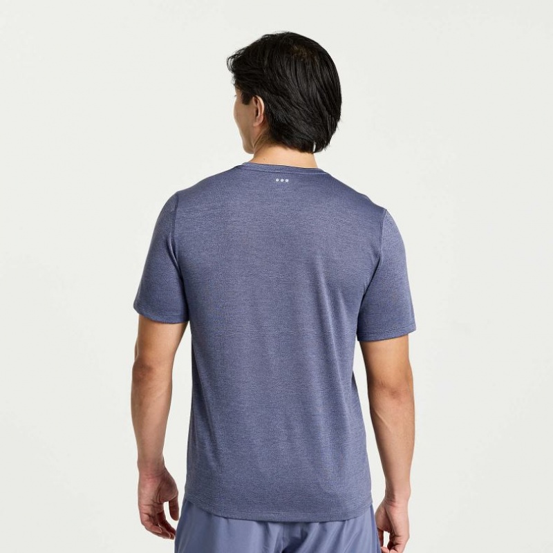 Blue Men's Saucony Stopwatch Short Sleeve T-Shirt | SG-TNSRD