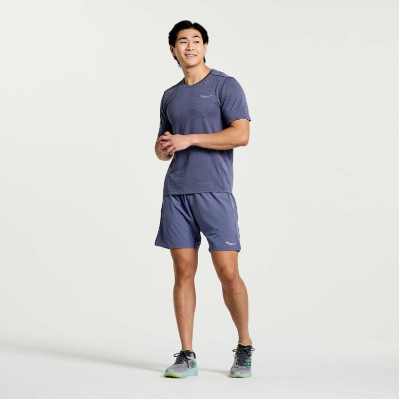 Blue Men's Saucony Stopwatch Short Sleeve T-Shirt | SG-TNSRD