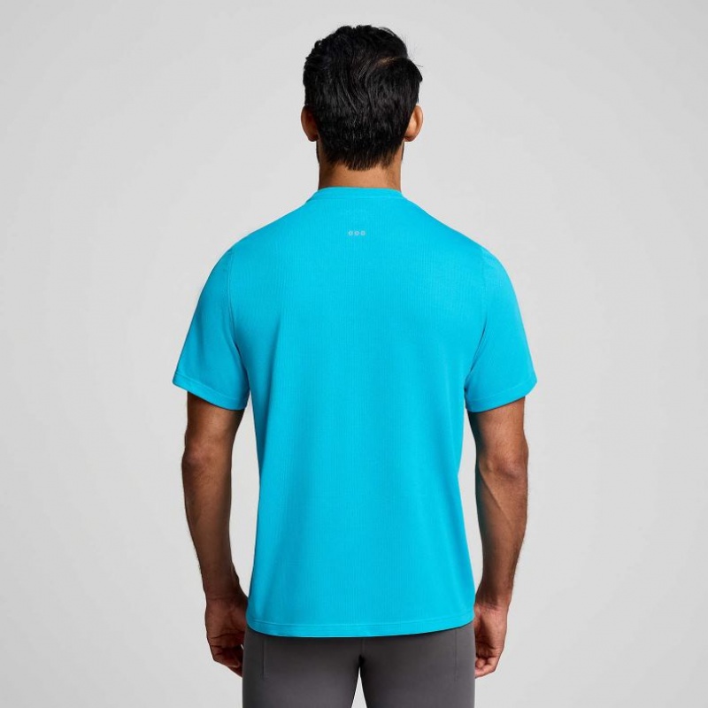 Blue Men's Saucony Stopwatch Short Sleeve T-Shirt | SG-ZYFLU