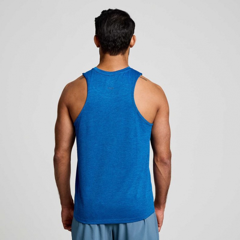 Blue Men's Saucony Stopwatch Singlet | SG-HCQTL