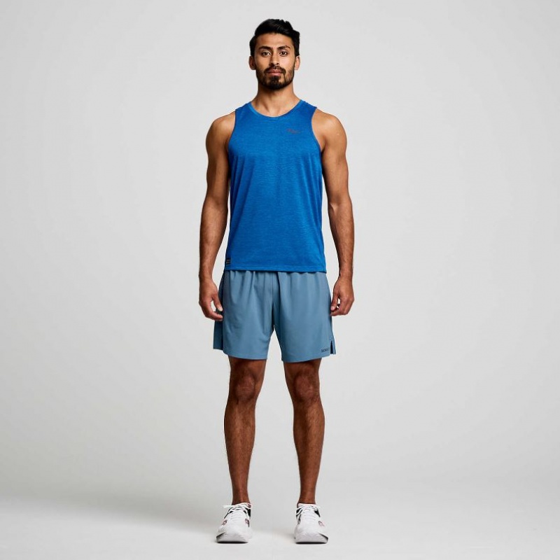 Blue Men's Saucony Stopwatch Singlet | SG-HCQTL