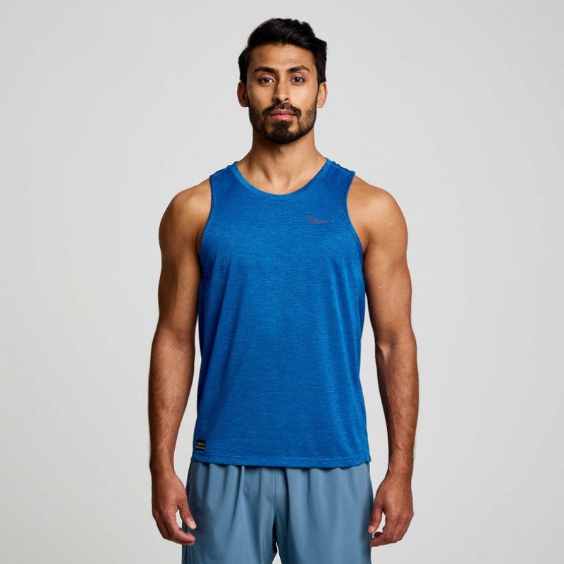 Blue Men\'s Saucony Stopwatch Singlet | SG-HCQTL