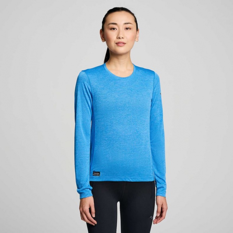 Blue Women\'s Saucony Stopwatch Long Sleeve T-Shirt | SG-XKSDZ