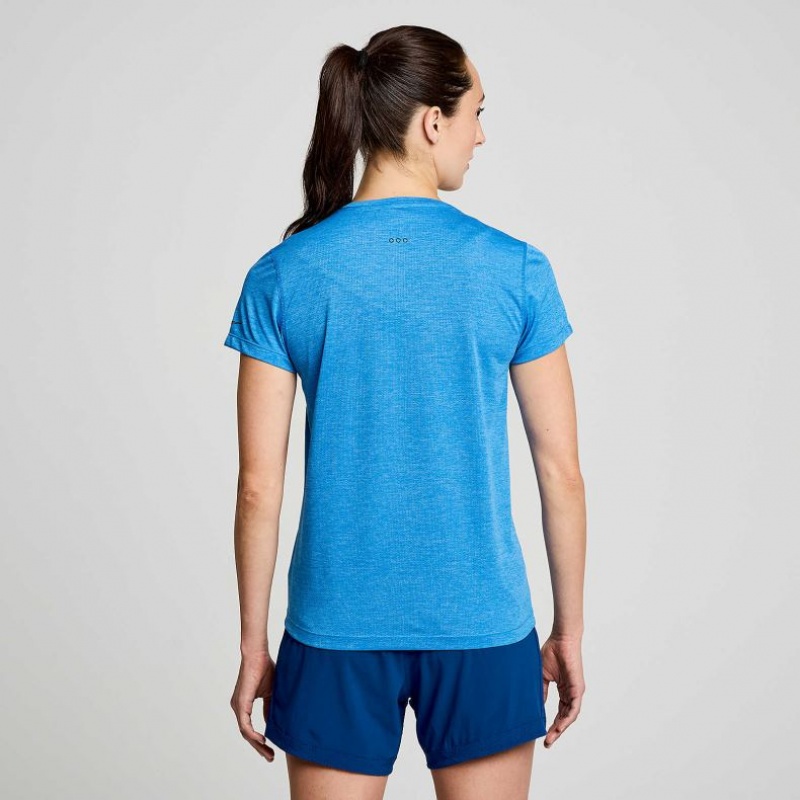 Blue Women's Saucony Stopwatch Short Sleeve T-Shirt | SG-VGDHR