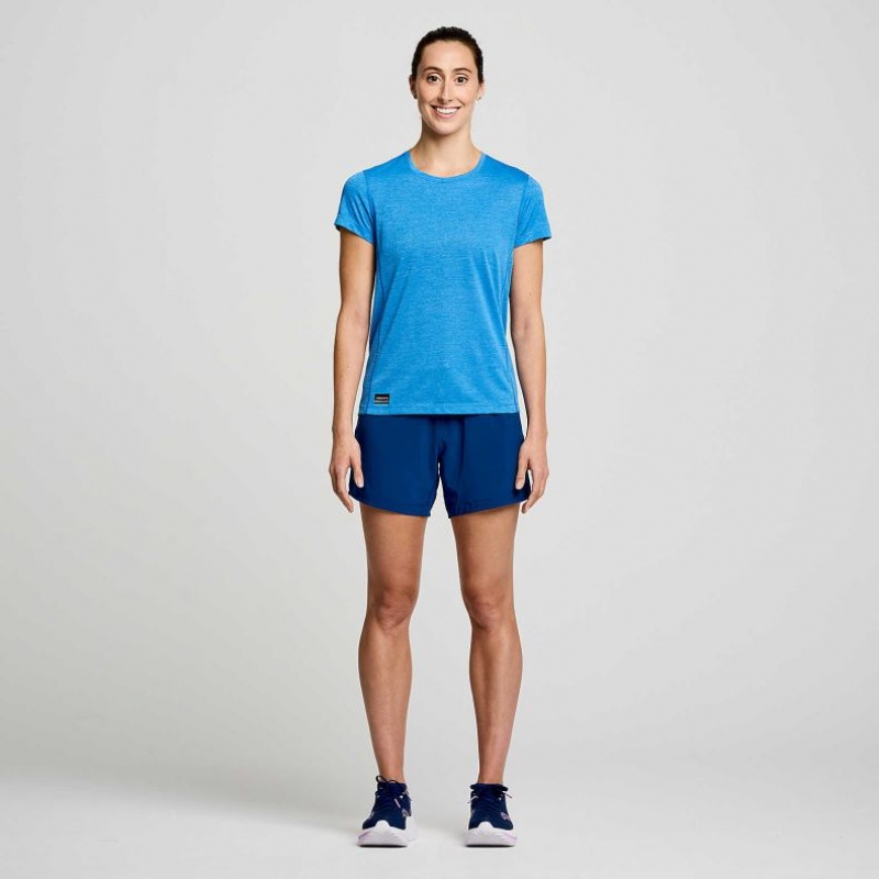 Blue Women's Saucony Stopwatch Short Sleeve T-Shirt | SG-VGDHR