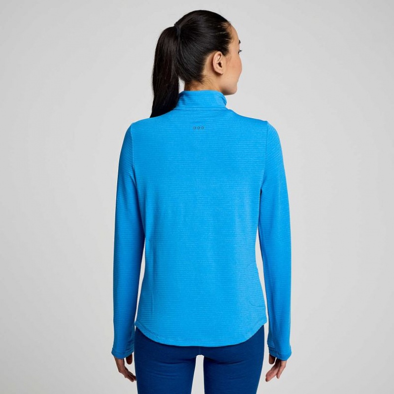 Blue Women's Saucony Triumph 3D 1/2 Zip Sweatshirt | SINGAPORE-GSNVJ