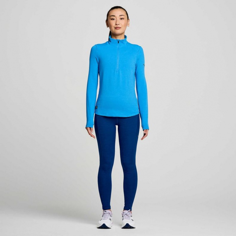 Blue Women's Saucony Triumph 3D 1/2 Zip Sweatshirt | SINGAPORE-GSNVJ