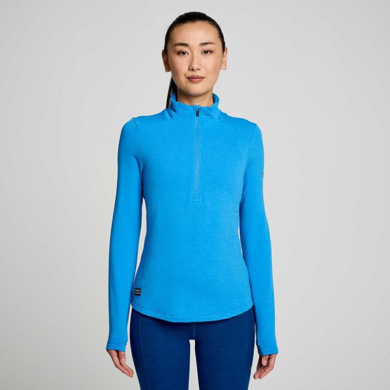 Blue Women\'s Saucony Triumph 3D 1/2 Zip Sweatshirt | SINGAPORE-GSNVJ